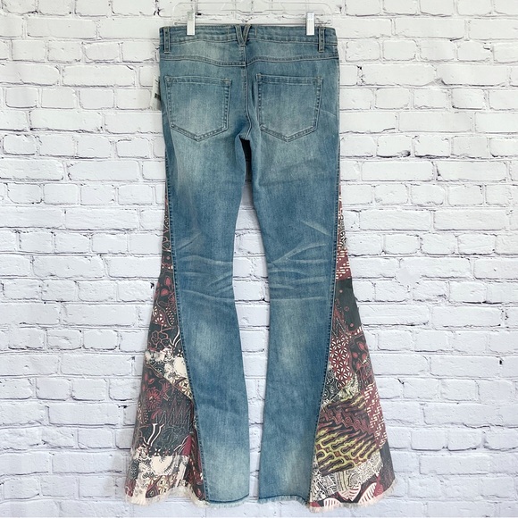 New Free People Bali Patchwork Bell Bottom Flare Jeans Size 26 x 35 - Picture 7 of 13